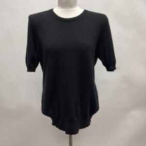 Preston & York Women's Sweater Large Black 100% Cashmere Short Sleeve